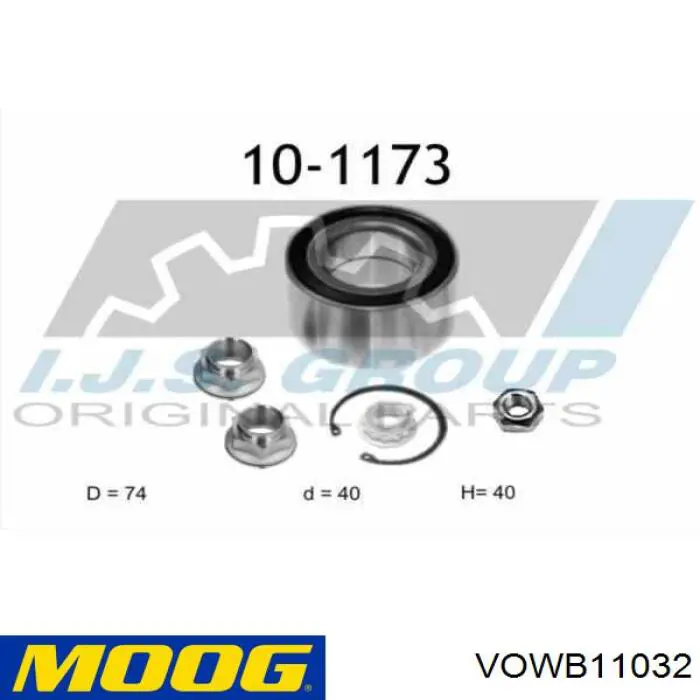 VOWB11032 Moog Подшипник ступицы передней