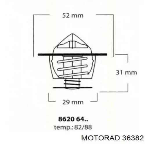 Купить 36382 Motorad Автомобильный термостат