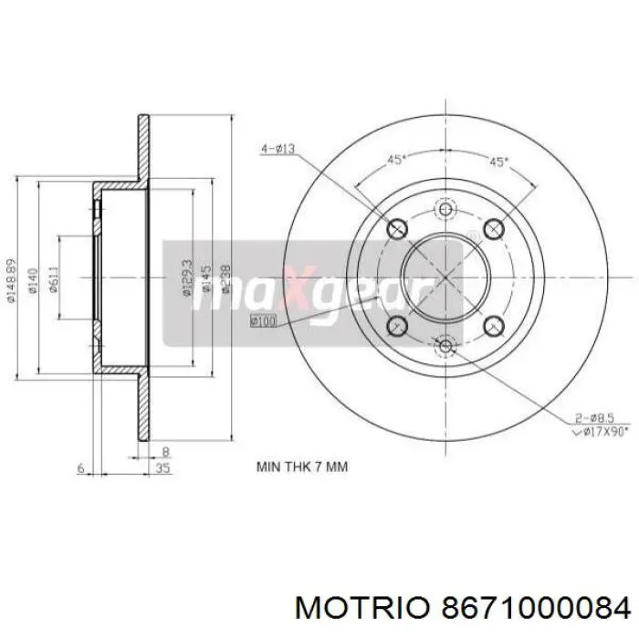 8671000084 Motrio диск тормозной передний