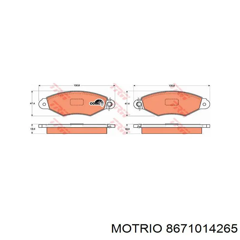 Передние тормозные колодки 8671014265 Motrio