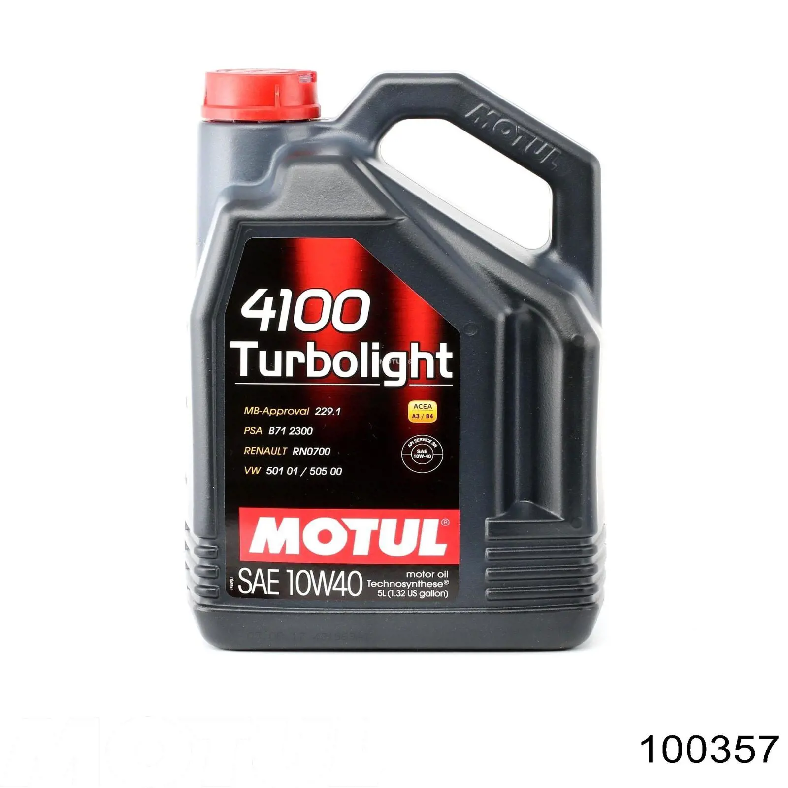 Моторное масло Motul 4100 TURBOLIGHT 10W-40 Полусинтетическое 5л (100357)