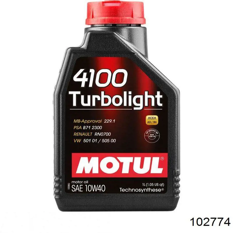 Моторное масло Motul 4100 TURBOLIGHT 10W-40 Полусинтетическое 1л (102774)