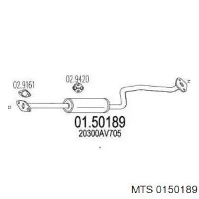 Центральная часть глушителя 0150189 MTS
