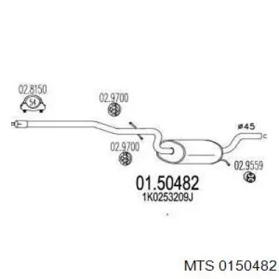 01.50482 MTS silenciador, parte central