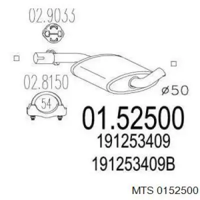 01.52500 MTS silenciador, parte central