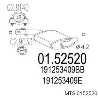 01.52520 MTS silenciador, parte central