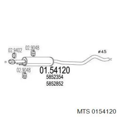 Центральная часть глушителя 0154120 MTS