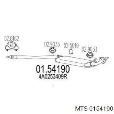 01.54190 MTS silenciador, parte central