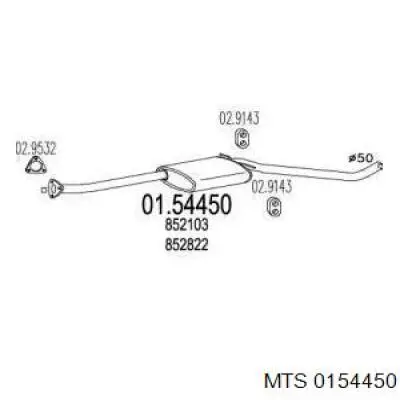 0154450 MTS silenciador, parte central