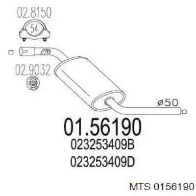 01.56190 MTS silenciador, parte central