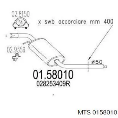0158010 MTS silenciador, parte central