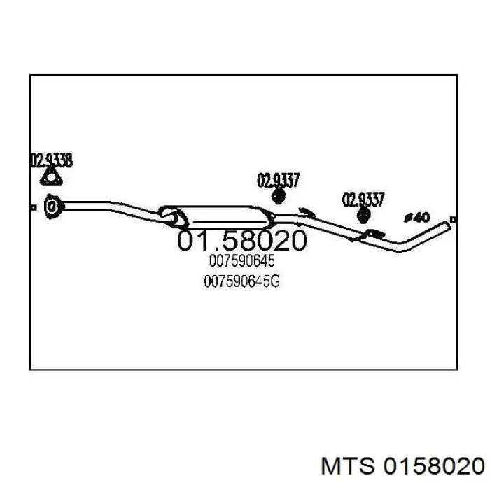 Центральная часть глушителя 0158020 MTS