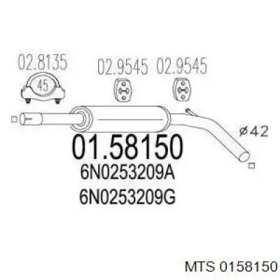 Центральная часть глушителя 0158150 MTS