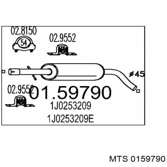 Silenciador del medio 0159790 MTS