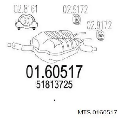 Выхлоп задний Fiat/Alfa/Lancia 51813725 цена, от 269.24 USD