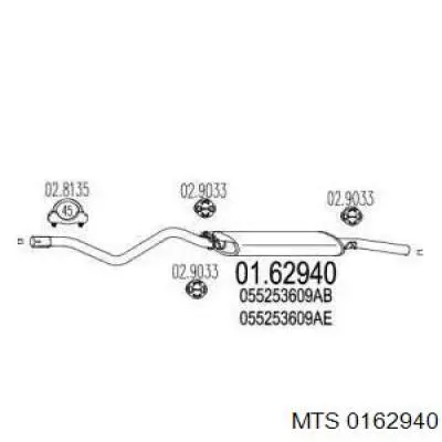 01.62940 MTS silenciador, parte traseira