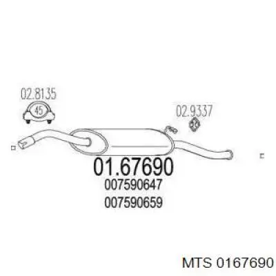 01.67690 MTS silenciador, parte traseira