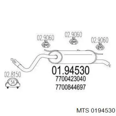 01.94530 MTS silenciador, parte traseira