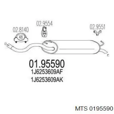 01.95590 MTS silenciador, parte traseira