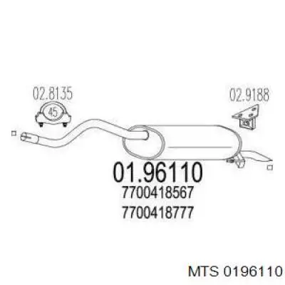 Глушитель, задняя часть 0196110 MTS