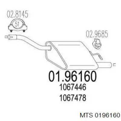 01.96160 MTS silenciador, parte traseira