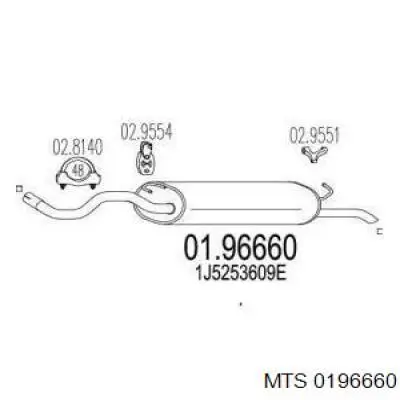 01.96660 MTS silenciador, parte traseira