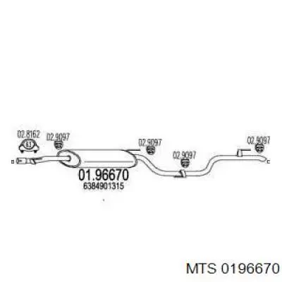 01.96670 MTS silenciador, parte traseira