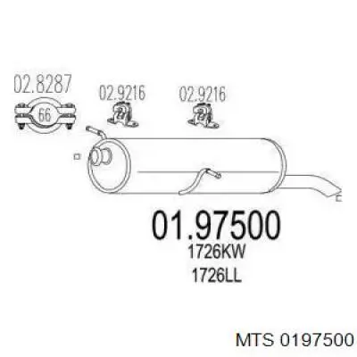 01.97500 MTS silenciador, parte traseira
