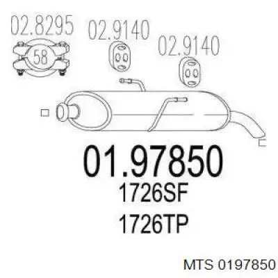 01.97850 MTS silenciador, parte traseira