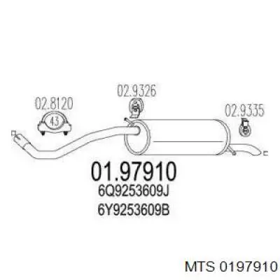 01.97910 MTS silenciador, parte traseira