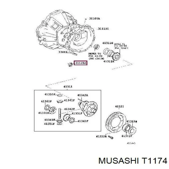 T1174 Musashi сальник акпп/кпп (входного/первичного вала)