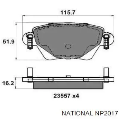 Колодки тормозные задние дисковые NATIONAL NP2017