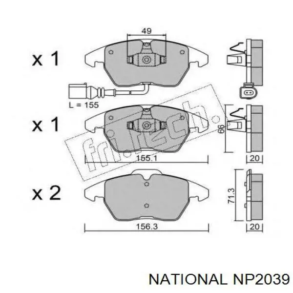 Передние тормозные колодки NP2039 National