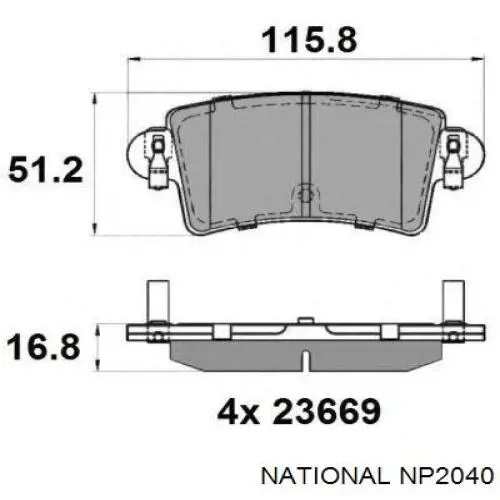 Колодки National NP2040 цена, от 21.98 USD