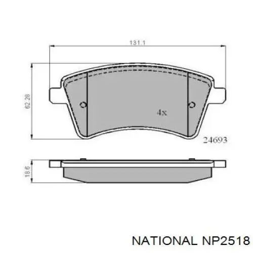 Колодки тормозные передние дисковые NATIONAL NP2518