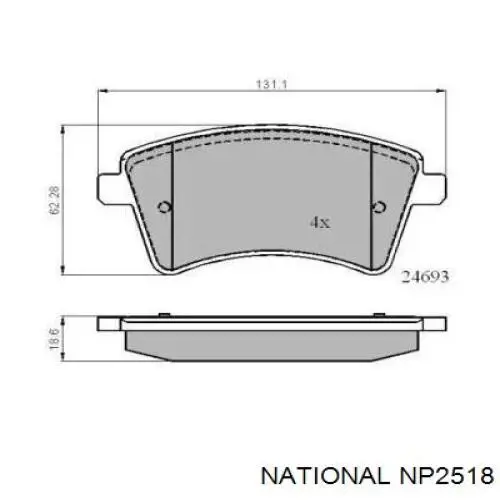 Передние тормозные колодки NP2518 National