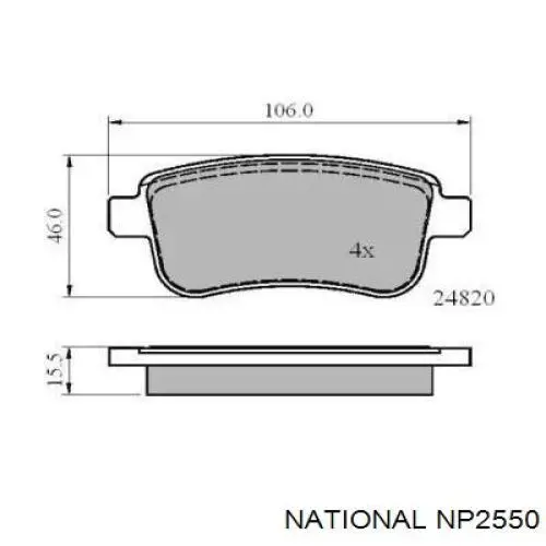 Колодки тормозные задние дисковые NATIONAL NP2550