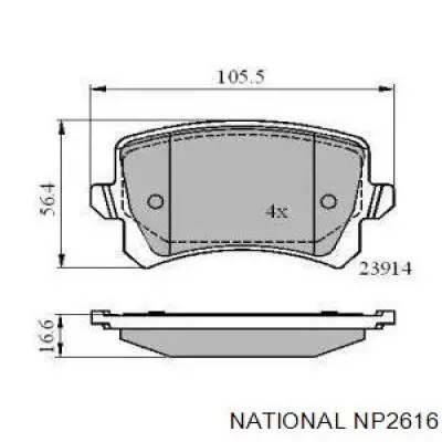 NP2616 National sapatas do freio traseiras de disco