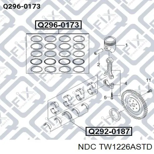 TW1226ASTD NDC полукольцо упорное (разбега коленвала, STD, комплект)
