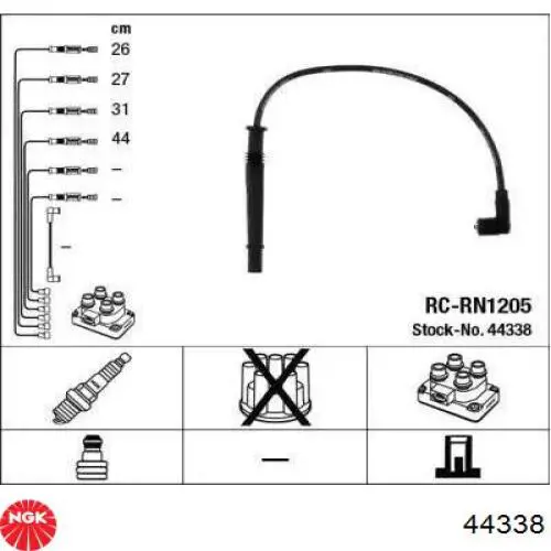 44338 NGK fios de alta voltagem, kit