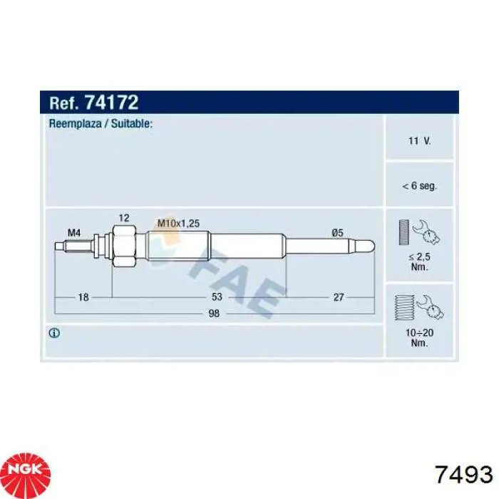 Свечи накала 7493 NGK