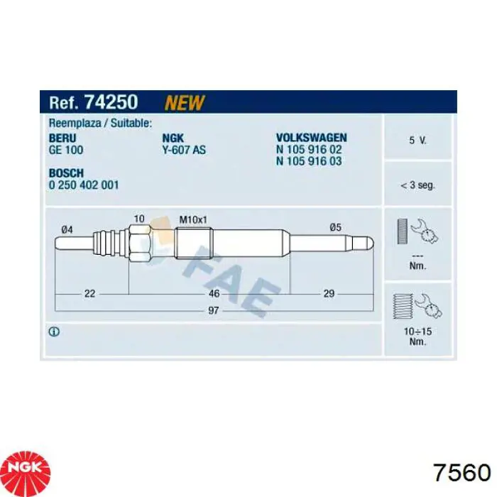 Свечи накала 7560 NGK