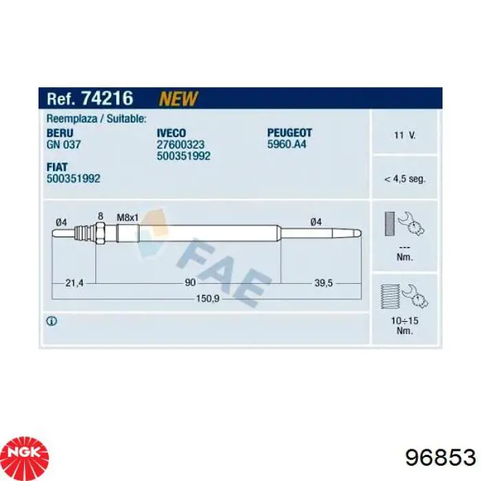 Свечи накала NGK 96853 цена, от 12.99 USD