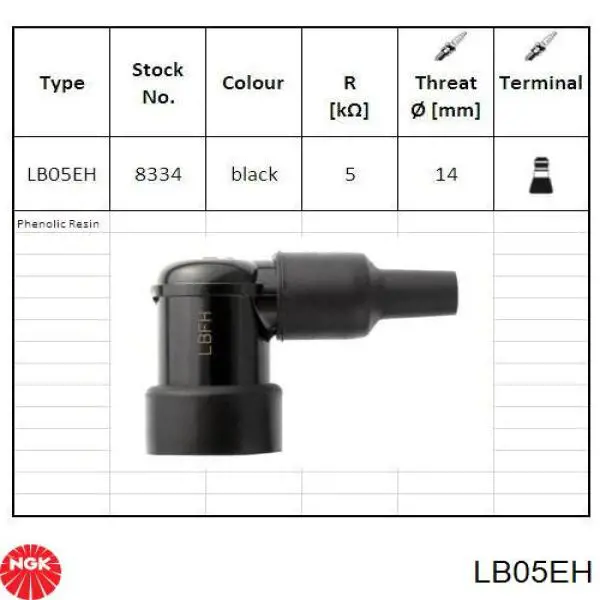 Наконечник свечи зажигания LB05EH NGK