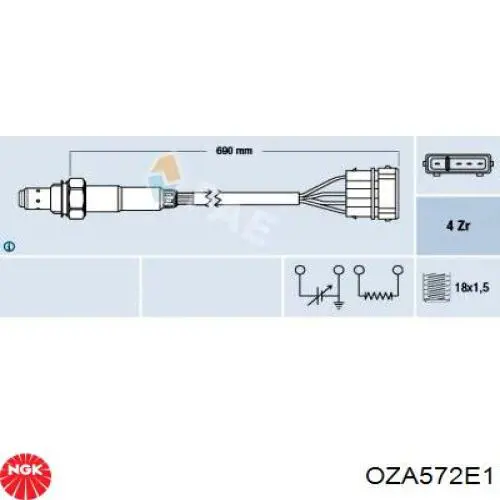 OZA572E1 NGK Лямбда-зонд, датчик кислорода до катализатора