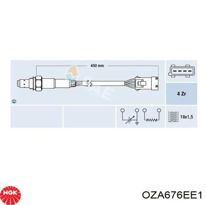 OZA676-EE1 NGK лямбда-зонд, датчик кислорода после катализатора