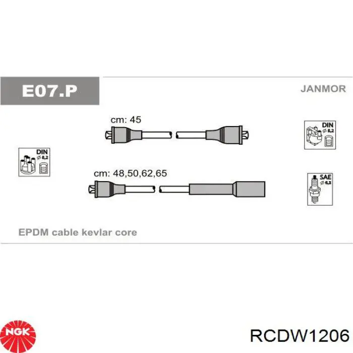 RCDW1206 NGK высоковольтные провода