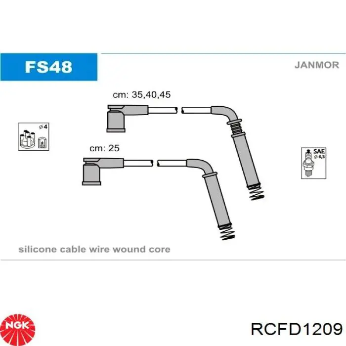 RCFD1209 NGK Провода высоковольтные