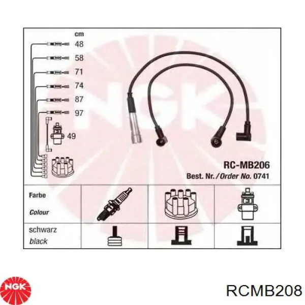 RCMB208 NGK Провода высоковольтные
