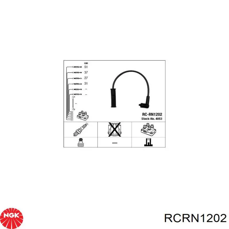 RCRN1202 NGK fios de alta voltagem, kit